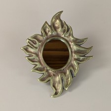 Vintage 1960s Bronze Sunburst Wall Mirror Mid Century Starburst Style