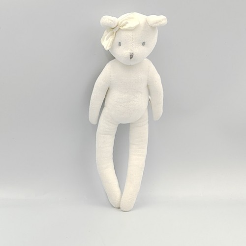 Doudou souris blanche noeud