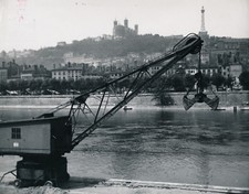 Lyon c. 1910 - Le Rhône Chantier Grue - DIV 12278