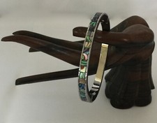 BRACELET METAL ARGENTE/ CARRES DE NACRE/ ANNEES 2000