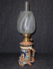LAMPE À PÉTROLE CHÂTEAU EN BARBOTINE DE WASMUËL VERS 1895