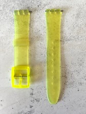 BRACELET MONTRE SILICONE POUR MONTRE SWATCH JAUNE TRANSPARENT 17 MM