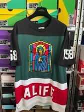 ALIFE NYC Shirt L Green Short Sleeve Stained Glass 158 Streetwear Jersey RARE