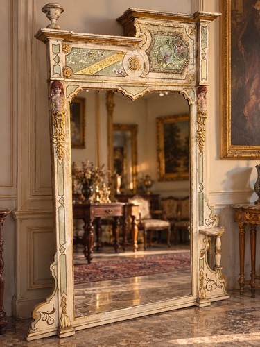 Ancien grand miroir - , polychrome