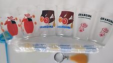 Lot de 6 verres Orangina Villemot + 10 pailles + 1 porte-clé