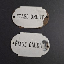 2 Anciennes Petites Plaques Emaillees Étage Droite  Et Gauche