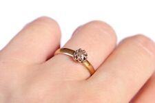 Bague ancienne solitaire diamant en or rose 18k, platine, mariage