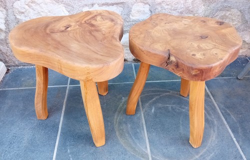 Paire tabourets tripode - de,