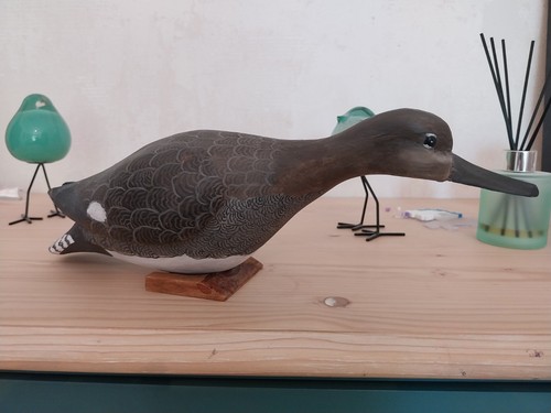 Canard sculpté peint - sculpté,