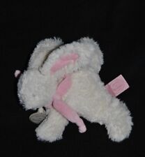 ?DOUDOU ET COMPAGNIE Lapin Blanc Echarpe Rose Bonbon 18 Cm Couché Peluche TTBE