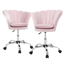Fauteuil de bureau à roulettes rose clair hauteur réglable chaise en velours
