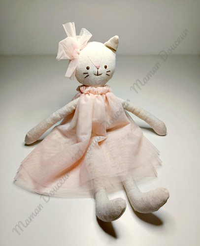 Peluche doudou chat beige - peluche/doudou,