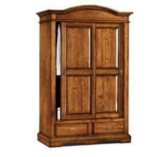 Mar.C.A. Design Armoire 2 Portes Coulissantes 2 Tiroirs Art Povera Noyer Foncé