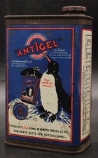 Ancien Bidon Italien Boite Huile Antigel Pingouin Auto Motor Oil Tin No Shell 1°