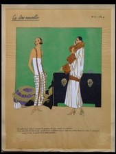 MODE ART DECO FRANÇAISE, ROBE, MANTEAU - IMPRESSION POCHOIR 1924 - IDÉES NOUVELLES