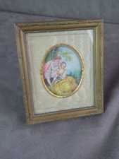 JOLIE MINIATURE peinte: SCENE GALANTE. Cadre en bronze.