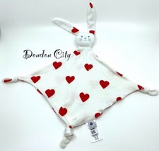 2749?Doudou plat lapin blanc Coeur Rouge PETIT BATEAU