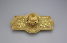 Superbe encrier de bureau Empire en Bronze, décor de Shpinx, XIXème.