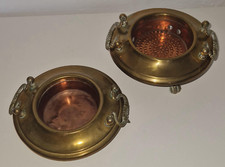 ✨ ANTIQUE PETIT BRASERO & CHAUFFE-PLAT VINTAGE - Laiton et cuivre sur pieds ✨