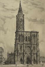 Cathédrale Notre-Dame de Strasbourg Bas-Rhin Alsace c 1900 pointe sèche France