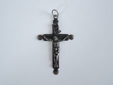 Ancien Pendentif Croix Jésus INRI En Argent Vérifié 6,3 G/7,4 X 4,1 CM