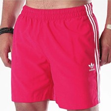 Adidas Homme Shorts de Bain 3 Rayures Board Shorts Homme Maillot Original Rose