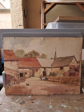 aquarelle ancienne Années 30 Sur Carton Rigide Datée Signée