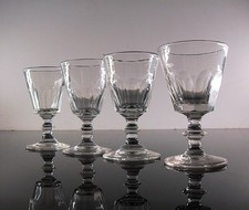 4 VERRES DIGESTIF EN VERRE SOUFFLE TAILLE COTES PLATES CATON ST LOUIS LEGRAS