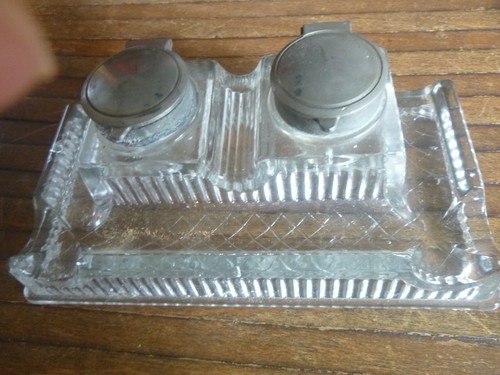 Double encrier verre avec - double,