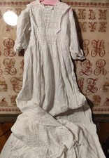 Superbe Robe de Baptême Ancienne 19ème_Baptiste coton_long 94Cm