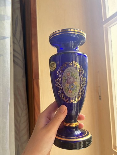 Vase verre bleu - verre,