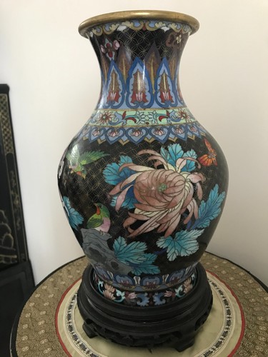 Cloisonne vase bronze emaux - cloisonne,