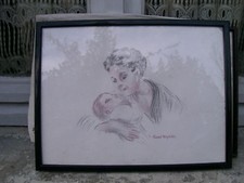 Dessin Crayon Mere et Enfant de Vincent Anglade