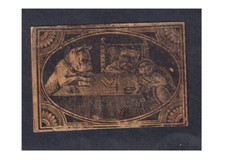 Ancienne  étiquette Allumettes Belgique  BN142615 Chien Bulldog Carte à jouer