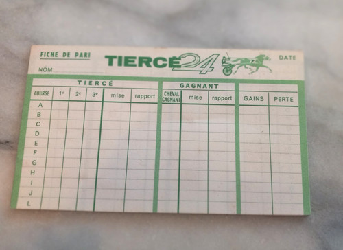 Tierce fiche pari carnet - tierce, de