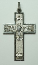 Pendentif - Croix en Argent Massif, Avec Calice, Christianisme