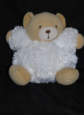 🍀 Doudou Ours Blanc Boule KALOO 2015 Fur Fourrure Brillant Peluche 18 cm TTBE