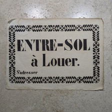Affichette Entre-Sol à Louer / Début XIXème Siècle