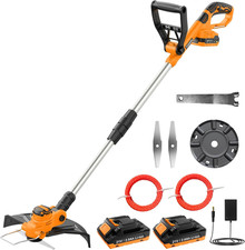 Coupe Bordure Sans Fil 21V, Débroussailleuse À Batterie Brushless Avec 2 Batteri