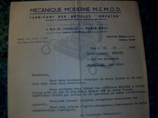 facture Mécanique moderne MEMOD fabriquant de NOVATOR paris rue Chazelle 1948