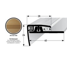 Nez de Marche à clipser PVC Parquet 4-7 mm L: 28mm Alu anodisé Percé Argent