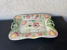 K&G St-Clément | Plat égouttoir à asperges en barbotine, Art Nouveau,