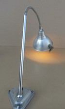 Lampe d'atelier usine articulée rotule flexible étau ALU vintage ancien indus