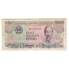 [#243125] Billet, Vietnam, 2000 Dông, 1988, VF (20-25)