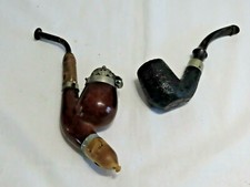2 pipes anciennes bois corne (abîmée) métal , Bayle Forez