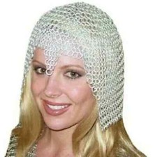 Cotte de cotte de mailles 10 mm boutonnée armure médiévale légère poids coif ...