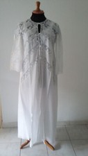 CHEMISE DE NUIT ET DESHABILLE BLANC LINGERIE AZZARO T 42 NEUVE D'EPOQUE DENTELLE