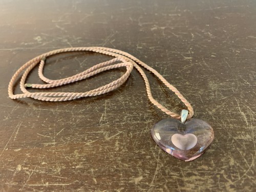Collier cœur rose lalique - rose,