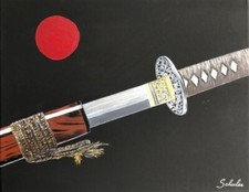 tableau peinture katana, le