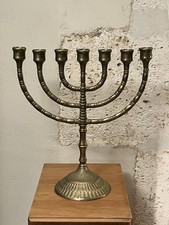 Chandelier Menorah Hannukkah Laiton Massif 7 Branches Vintage